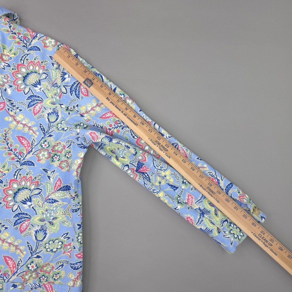The Tog Shop Jacket Womens XL Blue Floral Print Cotton Button Front Preppy - Picture 12 of 14